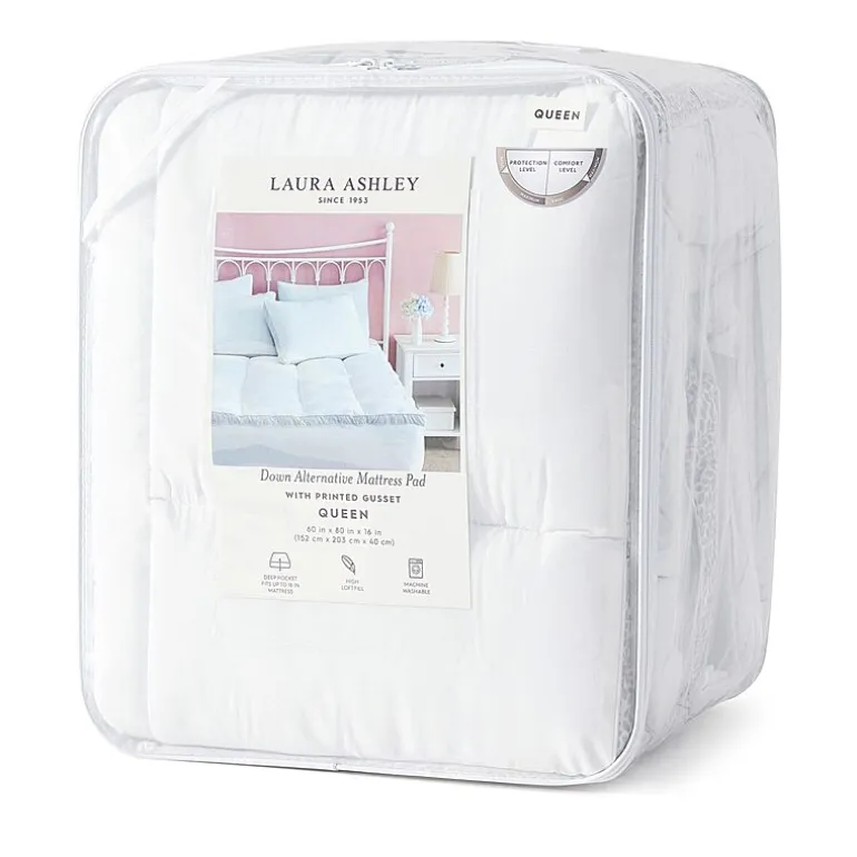 Laura Ashley Down Alternative Mattress Pad With Printed Gusset