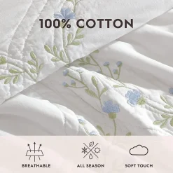 Laura Ashley Floral Embroidery Quilt Set