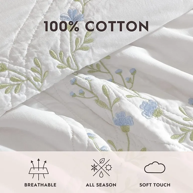 Laura Ashley Floral Embroidery Quilt Set