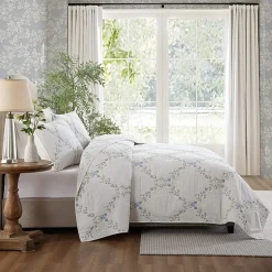Laura Ashley Floral Embroidery Quilt Set