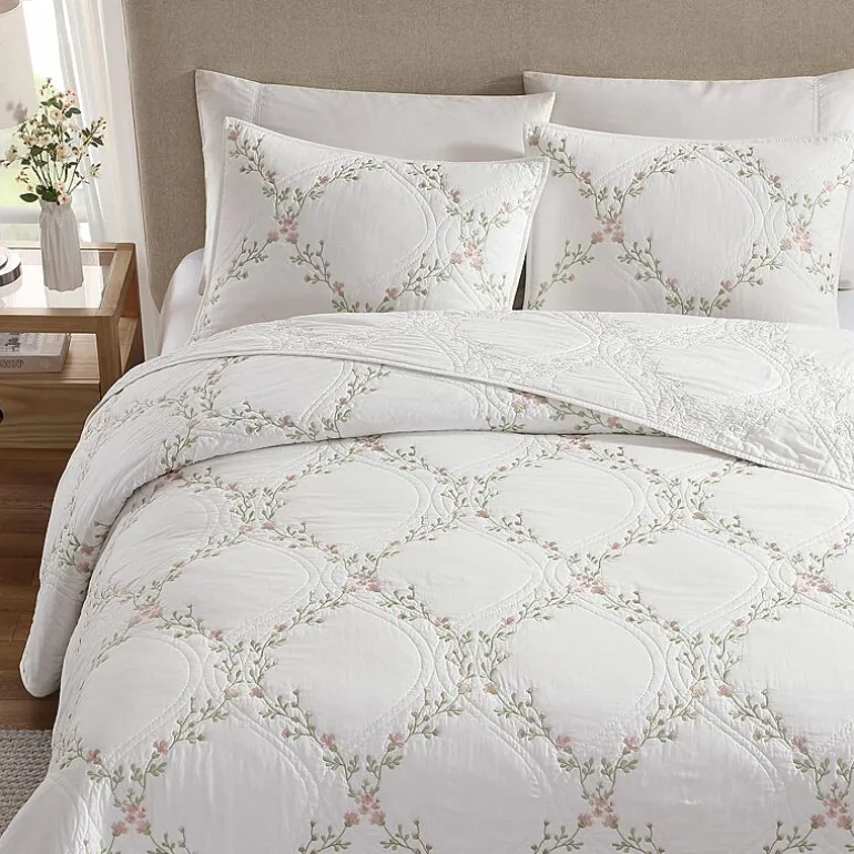 Laura Ashley Floral Embroidery Quilt Set