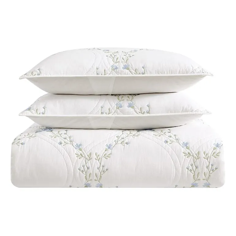 Laura Ashley Floral Embroidery Quilt Set