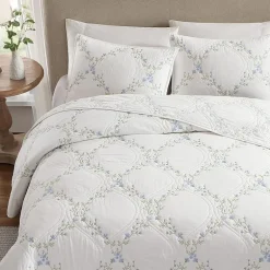 Laura Ashley Floral Embroidery Quilt Set