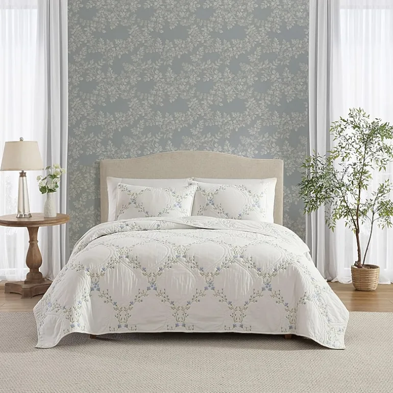 Laura Ashley Floral Embroidery Quilt Set