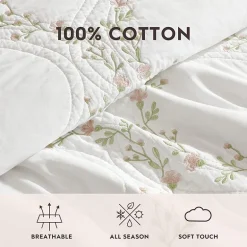 Laura Ashley Floral Embroidery Quilt Set