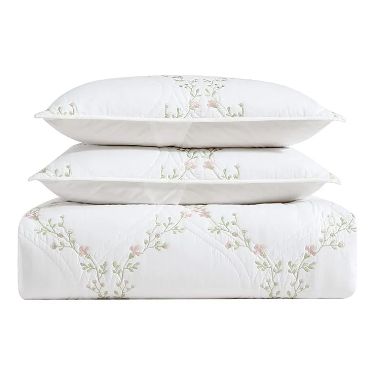 Laura Ashley Floral Embroidery Quilt Set