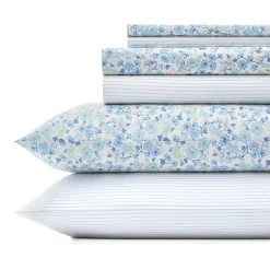 Laura Ashley 6-Pc 100% Cotton Percale Deep Pocket Sheet Set