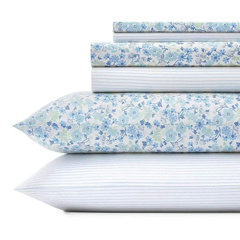 Laura Ashley 6-Pc 100% Cotton Percale Deep Pocket Sheet Set