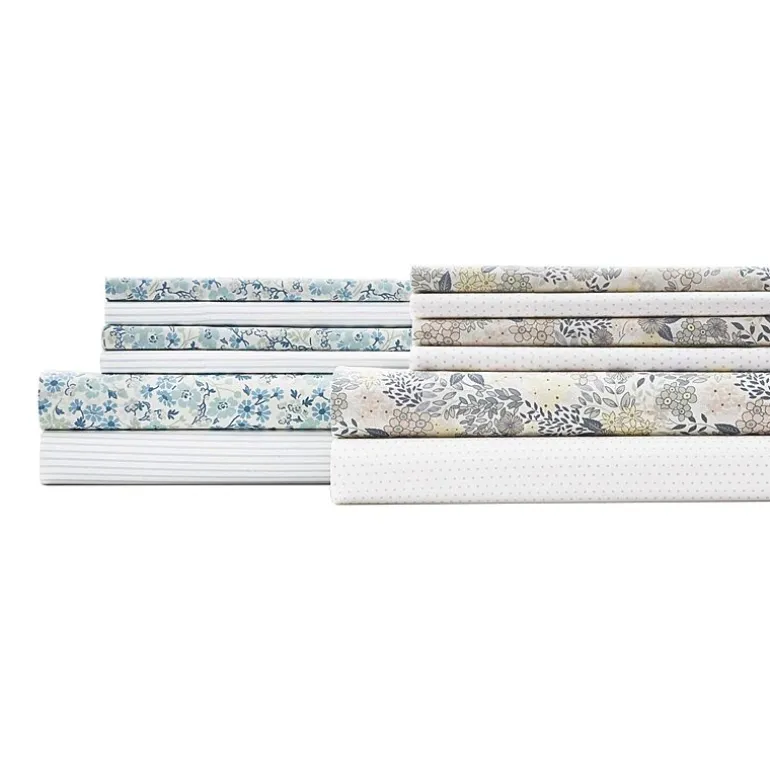 Laura Ashley 6-Pc 100% Cotton Percale Deep Pocket Sheet Set
