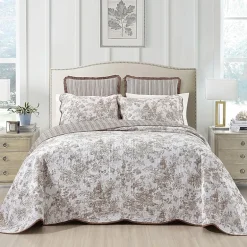 Laurel Manor Toile Garden Cotton Bedspread
