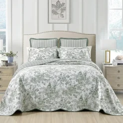 Laurel Manor Toile Garden Cotton Bedspread