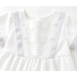 Laurenza's Baby Boys Satin Baptism Christening Romper with Matching Hat
