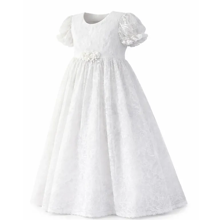 Laurenza's Baby Girls Lace Heirloom Short-Sleeve Baptism Christening Gown