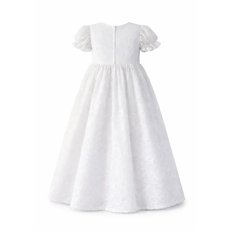 Laurenza's Baby Girls Lace Heirloom Short-Sleeve Baptism Christening Gown