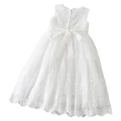Laurenza's Baby Girls Lace Sleeveless Christening Gown with Bonnet