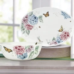 Lenox Butterfly Meadow Hydrangea Porcelain Serving Bowl