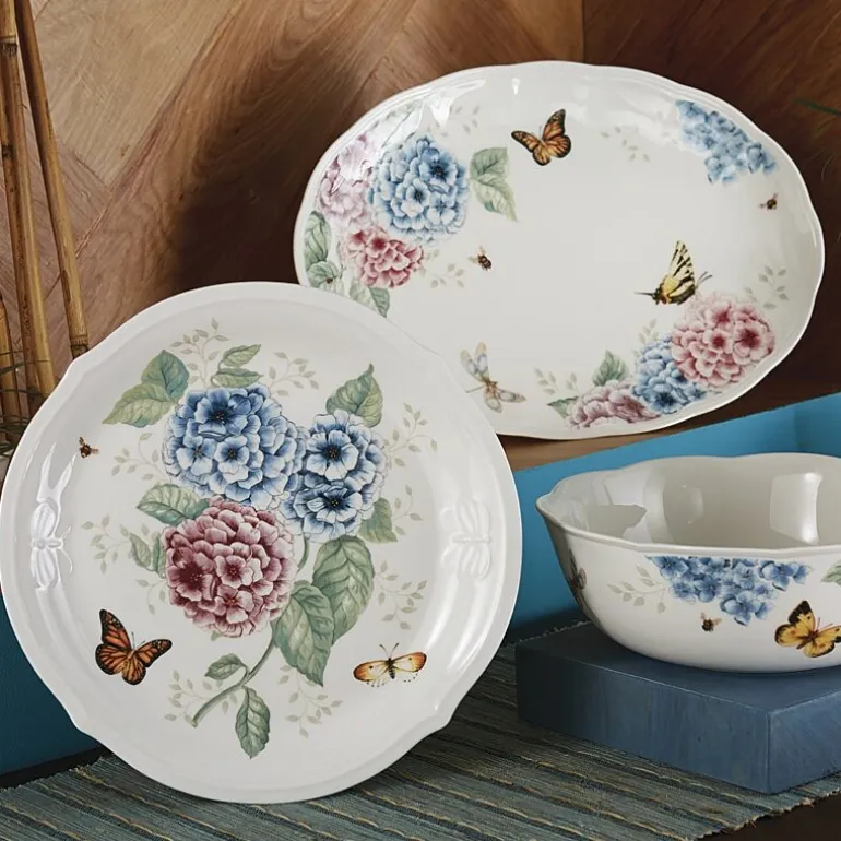 Lenox Butterfly Meadow Hydrangea Porcelain Serving Bowl
