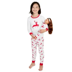 Leveret Girl & Doll Matching Cotton Christmas Holiday Pajama Set