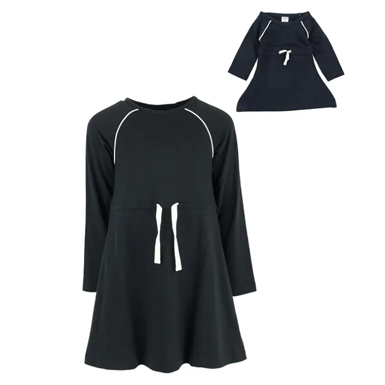 Leveret Girl & Doll Matching Neutral Drawstring Sweatshirt Dress