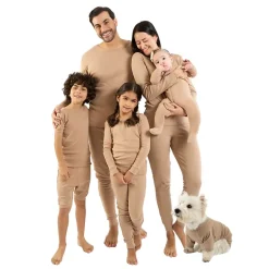 Leveret Mens 2-pc. Neutral Solid Long Sleeve Cotton Snug Fit Pajamas