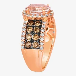 Le Vian® Ring featuring 1 1/3 CT. Peach Morganite™ 3/4 CT. Chocolate Diamonds® 1 3/8 CT. Nude Diamonds™ set in 14K Strawberry Gold®