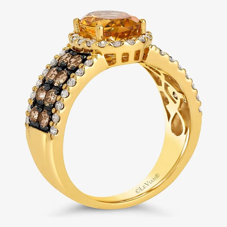 Le Vian® Ring featuring 1 1/3 CT. Peach Morganite™ 3/4 CT. Chocolate Diamonds® 1 3/8 CT. Nude Diamonds™ set in 14K Strawberry Gold®