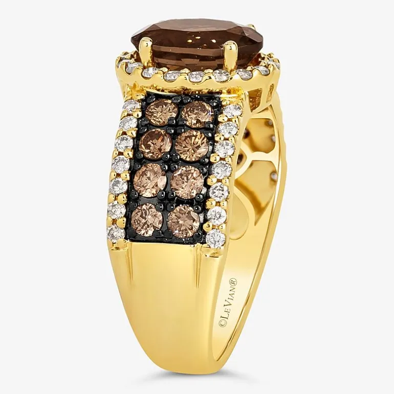 Le Vian® Ring featuring 1 1/3 CT. Peach Morganite™ 3/4 CT. Chocolate Diamonds® 1 3/8 CT. Nude Diamonds™ set in 14K Strawberry Gold®