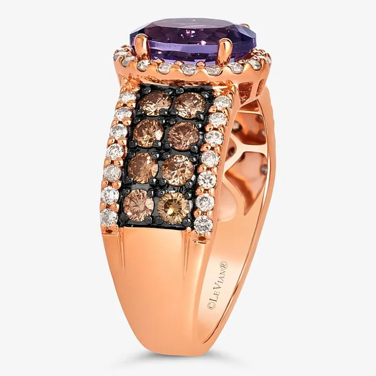 Le Vian® Ring featuring 1 1/3 CT. Peach Morganite™ 3/4 CT. Chocolate Diamonds® 1 3/8 CT. Nude Diamonds™ set in 14K Strawberry Gold®