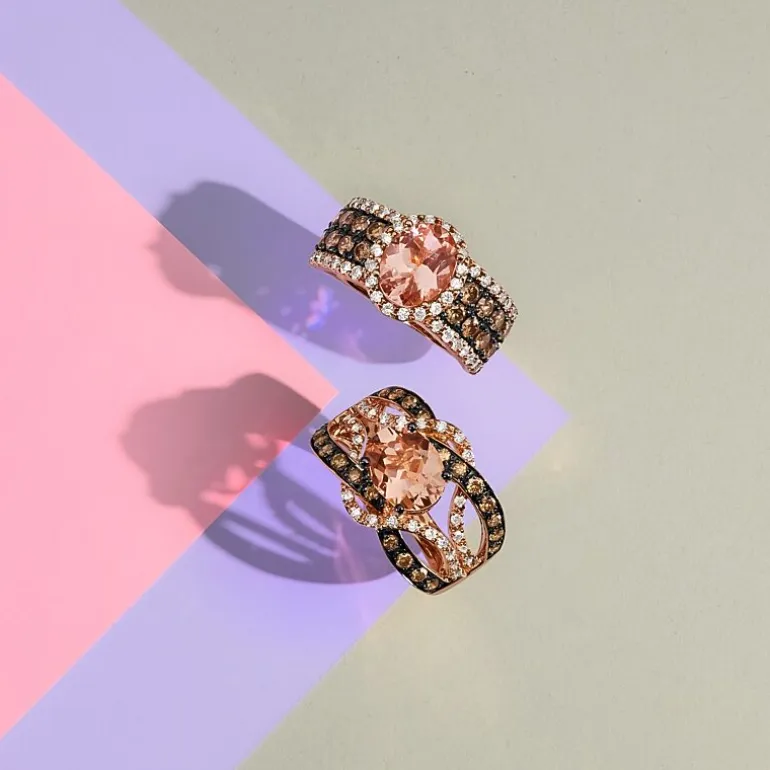 Le Vian® Ring featuring 1 1/3 CT. Peach Morganite™ 3/4 CT. Chocolate Diamonds® 1 3/8 CT. Nude Diamonds™ set in 14K Strawberry Gold®