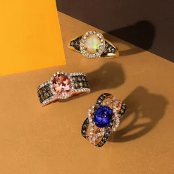 Le Vian® Ring featuring 1 1/3 CT. Peach Morganite™ 3/4 CT. Chocolate Diamonds® 1 3/8 CT. Nude Diamonds™ set in 14K Strawberry Gold®