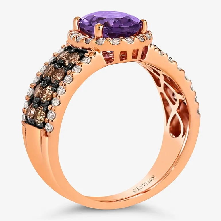 Le Vian® Ring featuring 1 1/3 CT. Peach Morganite™ 3/4 CT. Chocolate Diamonds® 1 3/8 CT. Nude Diamonds™ set in 14K Strawberry Gold®