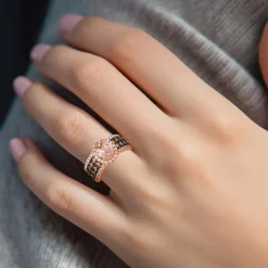 Le Vian® Ring featuring 1 1/3 CT. Peach Morganite™ 3/4 CT. Chocolate Diamonds® 1 3/8 CT. Nude Diamonds™ set in 14K Strawberry Gold®