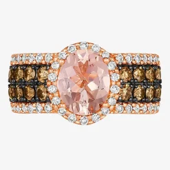 Le Vian® Ring featuring 1 1/3 CT. Peach Morganite™ 3/4 CT. Chocolate Diamonds® 1 3/8 CT. Nude Diamonds™ set in 14K Strawberry Gold®
