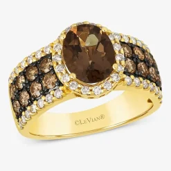 Le Vian® Ring featuring 1 1/3 CT. Peach Morganite™ 3/4 CT. Chocolate Diamonds® 1 3/8 CT. Nude Diamonds™ set in 14K Strawberry Gold®