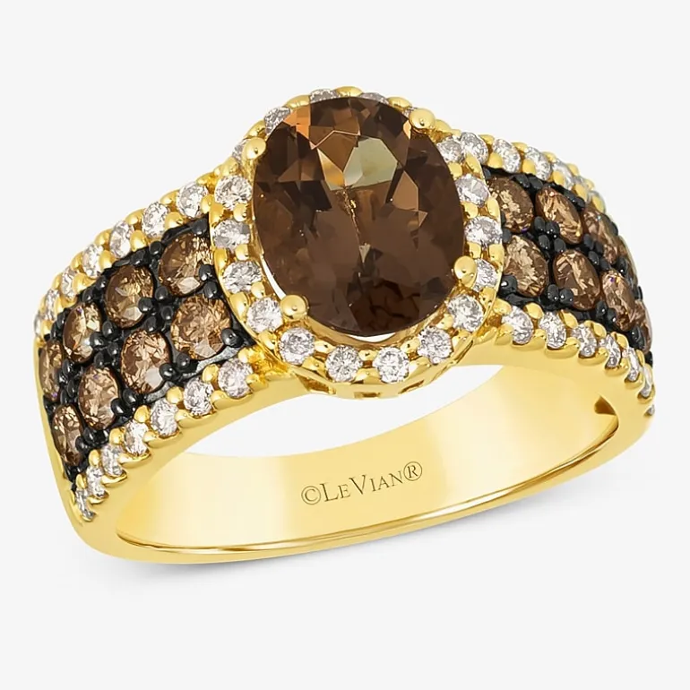 Le Vian® Ring featuring 1 1/3 CT. Peach Morganite™ 3/4 CT. Chocolate Diamonds® 1 3/8 CT. Nude Diamonds™ set in 14K Strawberry Gold®