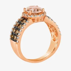 Le Vian® Ring featuring 1 1/3 CT. Peach Morganite™ 3/4 CT. Chocolate Diamonds® 1 3/8 CT. Nude Diamonds™ set in 14K Strawberry Gold®