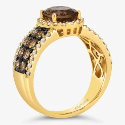 Le Vian® Ring featuring 1 1/3 CT. Peach Morganite™ 3/4 CT. Chocolate Diamonds® 1 3/8 CT. Nude Diamonds™ set in 14K Strawberry Gold®