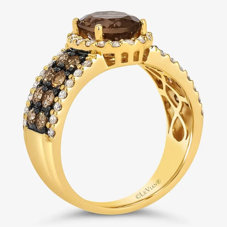 Le Vian® Ring featuring 1 1/3 CT. Peach Morganite™ 3/4 CT. Chocolate Diamonds® 1 3/8 CT. Nude Diamonds™ set in 14K Strawberry Gold®