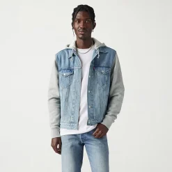 Levi's® Hybrid Hoodie Mens Denim Hooded Lightweight Trucker Jacket