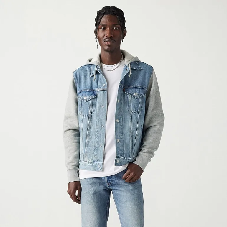 Levi's® Hybrid Hoodie Mens Denim Hooded Lightweight Trucker Jacket