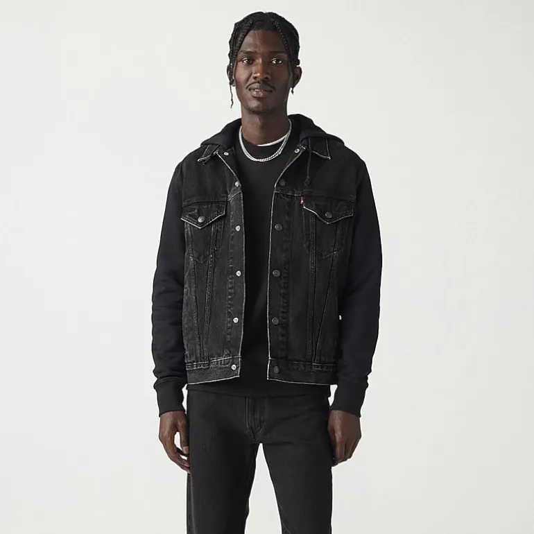Levi's® Hybrid Hoodie Mens Denim Hooded Lightweight Trucker Jacket
