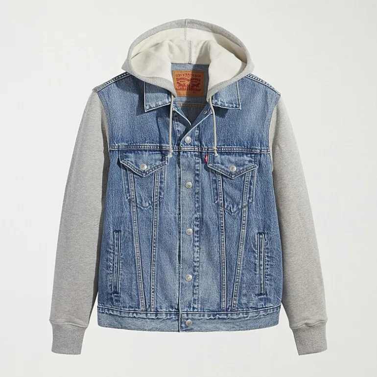 Levi's® Hybrid Hoodie Mens Denim Hooded Lightweight Trucker Jacket