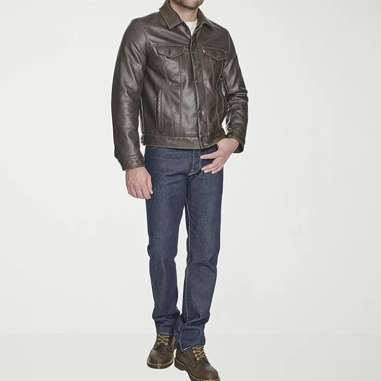 Levi's® Mens Midweight Faux Leather Trucker Jacket