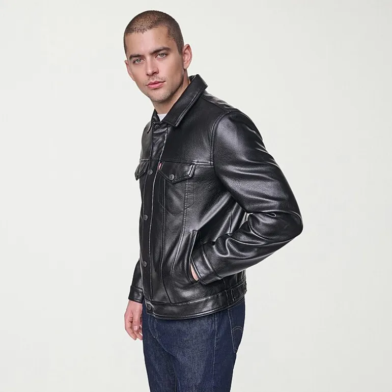 Levi's® Mens Midweight Faux Leather Trucker Jacket