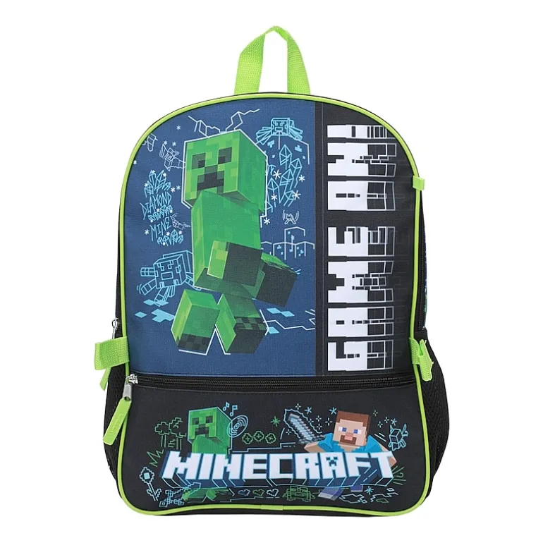 Licensed Minecraft 5-Piece Backpack Set