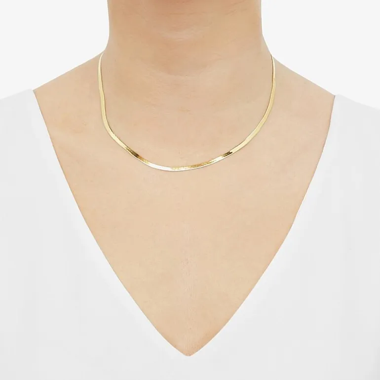 Limited Quantities! Womens 14K Gold 18 Inch Herringbone Chain Necklace