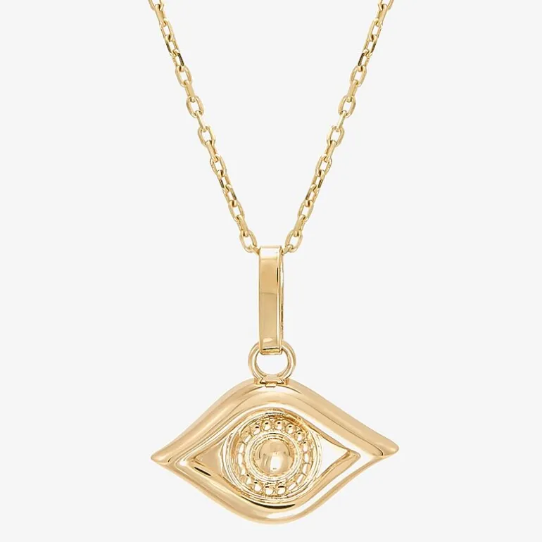 Limited Quantities! Womens 10K Gold Evil Eye 18 Inch Pendant Necklace