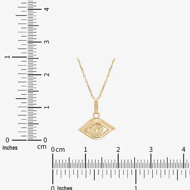 Limited Quantities! Womens 10K Gold Evil Eye 18 Inch Pendant Necklace