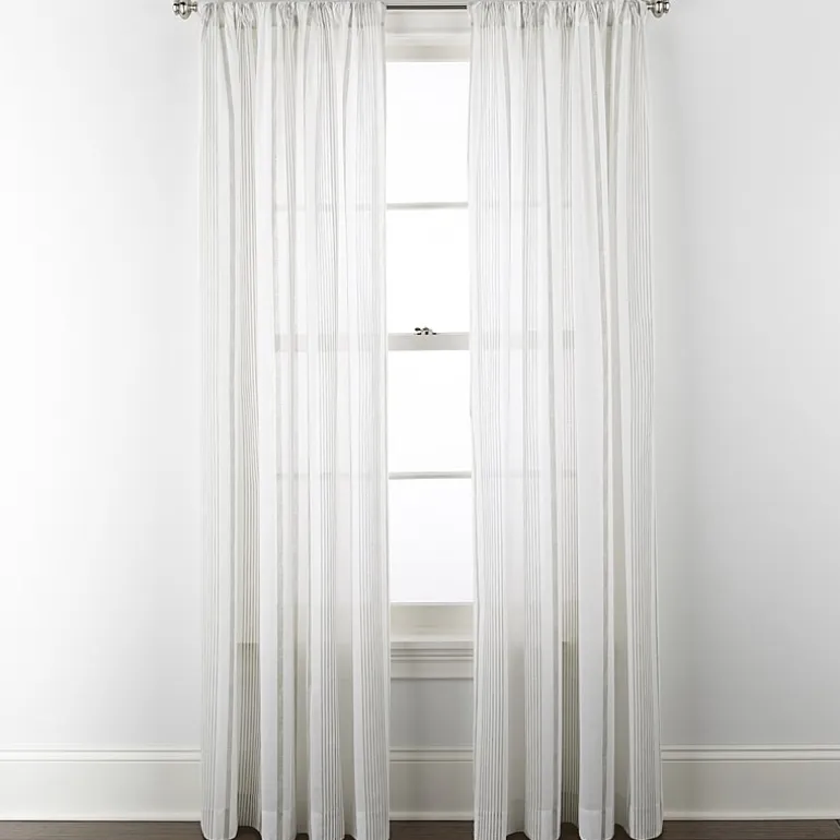 Linden Street Jameson Cotton Print Rod Pocket Sheer Single Curtain Panel