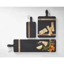 Linden Street Natural/Black Wood Inlay 6x13 Cheese Board